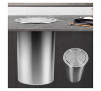 Poubelle plan de travail Couvercle de poubelle encastré grand format, couvercle à rabat encastré en acier inoxydable 304 pour comptoir, poubelle de cuisine dissimulable(H 40cm/15.7in,Silver)