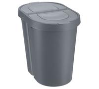 Poubelle Plast Team, couvercle rabattable, double, gris, 2 x 25 l, Seattle Swing