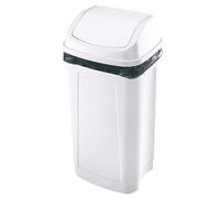 Poubelle plastique 25 litres rectangle à couvercle basculant blanche - Blanc - Prodifa
