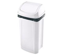 Poubelle plastique 50 litres rectangle à couvercle basculant blanche