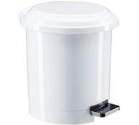 Poubelle plastique 6 litres ronde à pédale blanche - Blanc - Prodifa