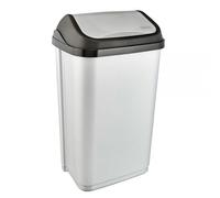 Poubelle plastique à couvercle basculant 50 litres - Gris Clair
