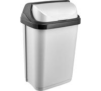 Poubelle plastique à couvercle coulissant 10 litres - Gris Clair