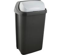 Poubelle plastique à couvercle coulissant 50 litres - Gris Foncé
