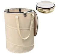 Poubelle portable, poubelle de camping 45, 7 x 55, 9 cm, 600D pliable avec couvercle à fermeture éclair, 6 clips pour sac, structure en fil d'acier et poignée pour camping-car, pique-nique, ba