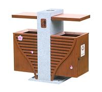 Poubelle Poubelle créative d'extérieur imitation classique en bois Poubelle à céréales Double baril Tri Poubelle de rangement avec cendrier amovible Grand seau de rangement pour poubelles
