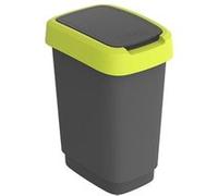 Poubelle pour les dechets Swing Rotho Twist 10L noir et vert lime jaune G