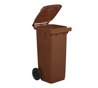 Poubelle pour recyclage des déchets Mobil Plastic 120 l pour usage extérieur - marron (UNI EN 840)