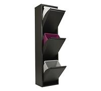 Poubelle pour tri sélectif | EcoPatty | Récolte différenciée | Meuble en métal | Gain de place | Intérieur, extérieur | 3 compartiments | 3 seaux | 45 litres | déjà monté | Noir