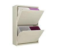 Poubelle pour tri sélectif | EcoPatty | Récolte différenciée | Meuble en métal | Gain de place | Intérieur, extérieur | 2 compartiments | 4 seaux | 60 litres | déjà monté | Blanc