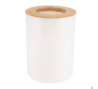 Tendance Poubelle de sol Padang ronde avec couvercle ouvert bambou/plastique 5 l Blanc/Marron