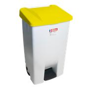 Poubelle professionnelle à pédale 120 L avec couvercle - Jaune