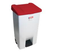Poubelle professionnelle à pédale 120 L avec couvercle - Rouge