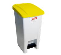Poubelle professionnelle à pédale 60 L avec couvercle - Jaune