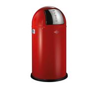 Poubelle Pushboy - WESCO - Rouge - 50L - Acier inoxydable - Seau amovible