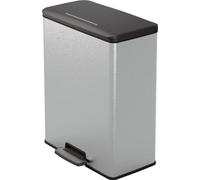 Poubelle Rectangle - DECO BIN - CURVER - 65L - Design moderne - 49 x 29 x 61 cm - Gris métallisé