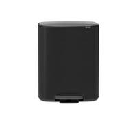 Brabantia Poubelle à pédale de recyclage – acier, noir mat – grande (2 x 30 l)