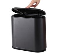 Poubelle rectangulaire en plastique de 12 litres avec couvercle à pression, poubelle résistante aux chiens pour salle de bain, salle d'eau, chambre à coucher, cuisine, salle d'artisanat, bureau, noir