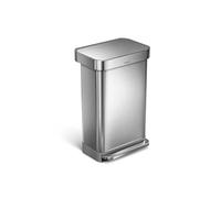 Poubelle rectangular step can acier inoxydable 45 litres,