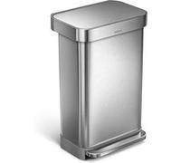 Poubelle rectangular step can acier inoxydable 45 litres, simplehuman Inox Mat G