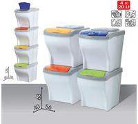 Poubelle Recyclage BAMA Poker 4 x 20 Lt Réservoir Seau Poubelle