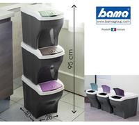 Poubelle Recyclage BAMA Poker Tris Pièces 3 x 20 Lt Réservoir Poubelle