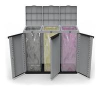 Poubelle recyclage Ecoline Noir/Gris 3 portes (102 x 39 x 88,7 cm)