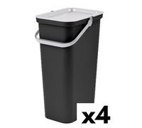 Poubelle recyclage Tontarelli Moda Blanc Noir 38 L [4 Unités]
