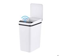 Poubelle Relaxdays à capteur, 9 L, ouverture automatique, support sacs, plastique PP, cuisine, argent
