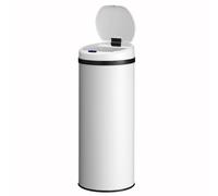 Poubelle ronde avec capteur Blanc 50 L