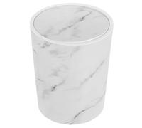 Poubelle Ronde Effet Marbre Blanc en Plastique avec Couvercle Anti-odeur | Bureau et Chambre, Changez le Paquet Facilement, Finition Lisse, Usage Maison ou Salle de Bain