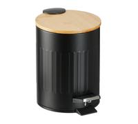 Relaxdays Poubelle de Salle de Bain, 3 litres, mécanisme de Fermeture, Seau intérieur Amovible, Couvercle, Noire