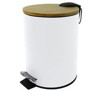 Poubelle salle de bain à pédale Bambou 3 litres - Blanc