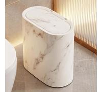 Poubelle Salle De Bain | Petite Poubelle De Salle De Bain Avec Couvercles | Corbeille À Déchets Moderne, En Plastique Marbré Et Bois, Adaptée À Une Utilisation Intérieure Et Extérieure À La Maison