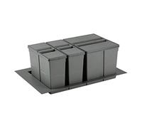 Poubelle sélective pour caisson de 800mm - Nombre de seaux : 3 - Contenance : 48 L - Pour caisson de largeur : 800 mm - Décor : Anthracite - Hauteur : 277 mm - Largeur mini : 580 mm - Largeur maxi : 7