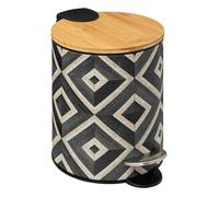 5 five simply smart Poubelle de salle de bain Canvas à fermeture douce 3 L Noir et Beige