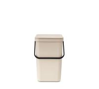 Poubelle Sort & Go Brabantia 25L (Beige clair) - Système de tri des déchets avec poignée de transport, couvercle amovible et à ouverture permanente - Poubelle cuisine à nettoyage facile sans rebords