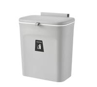 Poubelle Suspendue Cuisine 12L ,Poubelle Porte Cuisine avec Couvercle,Conception de porte coulissante anti-odeur,Adaptée à la cuisine,à la salle de bain,Au camping-car H29.5 x W16 x L26cm (1, Gris)