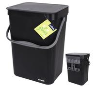 Poubelle suspendue - ORION - 10L - Noir - 20x24x35 cm - Couvercle hermétique - Kit de montage inclus - Plastique robuste