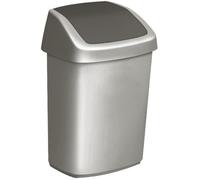 Poubelle Swing en polypropylène 25L argenté et anthracite