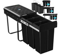 POUBELLE - TECTAKE - Collecteur de déchets ASHLYN 30L 3 compartiments avec ouverture à rails télescopiques 26 x 48 x 42 cm