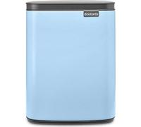 Brabantia - Poubelle de 7L - Petite & élégante - Ouverture facile & fermeture souple - Hygiénique et peu encombrante - Fixation murale - pour salle de bain, toilettes, bureau à domicile - Dreamy Blue