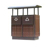 Poubelle tri extérieur Trash Can Street Park Poubelles imitation bois Apparence double capacité double tonneau de grande capacité avec cendrier