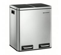 Poubelle Tri Sélectif 2 Bacs, 2 X 15l, avec seaux Intérieurs et Poignées, Argent et Noir