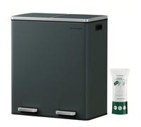 Poubelle Tri Sélectif 2 X 30l, avec 15 Sacs Poubelles, Fermeture en douceur Gris Anthracite