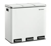 Poubelle Tri Sélectif 3 Bacs, 3 X 18l, Couvercle à fermeture Lente, pour cuisine, Blanc