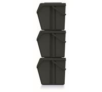 Lot de 3 poubelles KEDEN SORTIBOX 100% plastique recyclé, noir, 75L