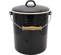 Poubelle "Triest" 10 l émail, noir avec couvercle