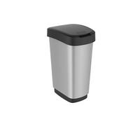Poubelle TWIST 50 litres argent métallisé Poubelle avec balançoire et couvercle à charnière