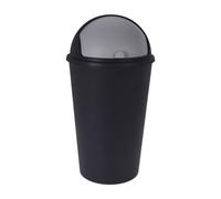 Poubelle XL avec couvercle coulissant - 25 L / noir - Poubelle ronde avec couvercle en forme de dôme recyclable